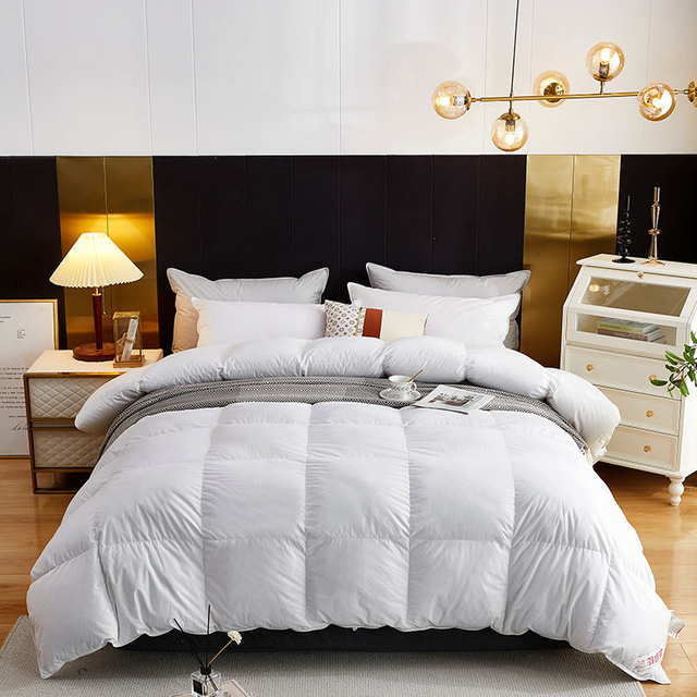  Luxury Combed Cotton Cover White Duck Feather Down Hotel Bed Comforter Duvet