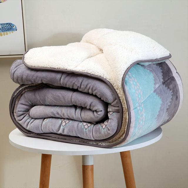 Customized Design Printed Coral Fleece + Sherpa Polyester Winter Duvet
